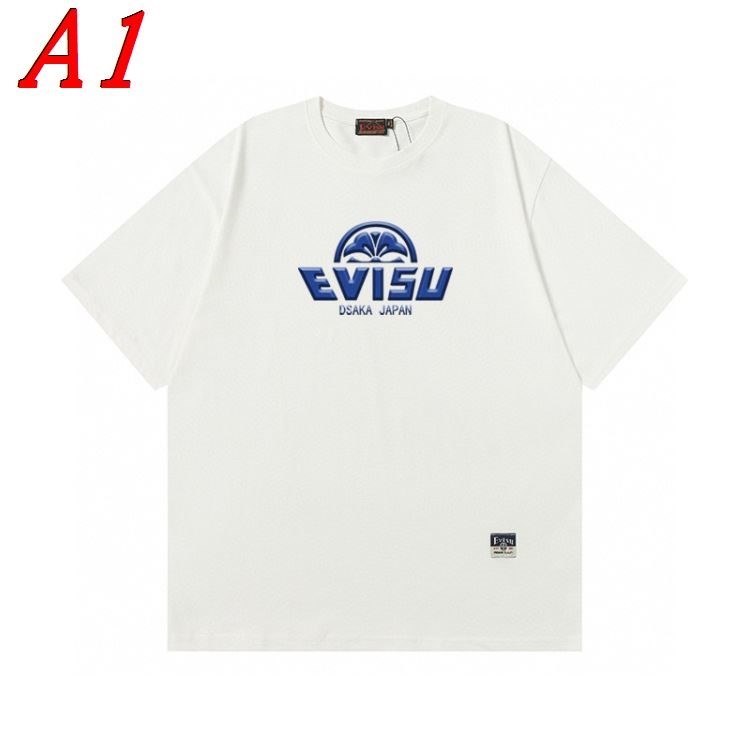EVISUエヴィス 2025新作 クルーネック 半袖Tシャツ ナチュラル