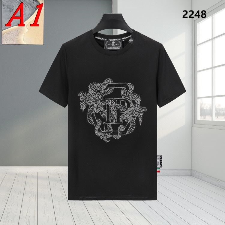 2025新作 PHILIPP PLEINフィリッププレイン ラウンドネック 半袖Tシャツ   ミニマル