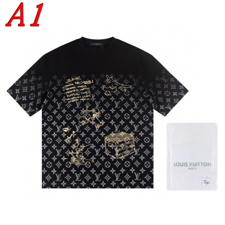 LOUIS VUITTONルイヴィトン 2025新作 ラウンドネック 半袖Tシャツ ストリート系