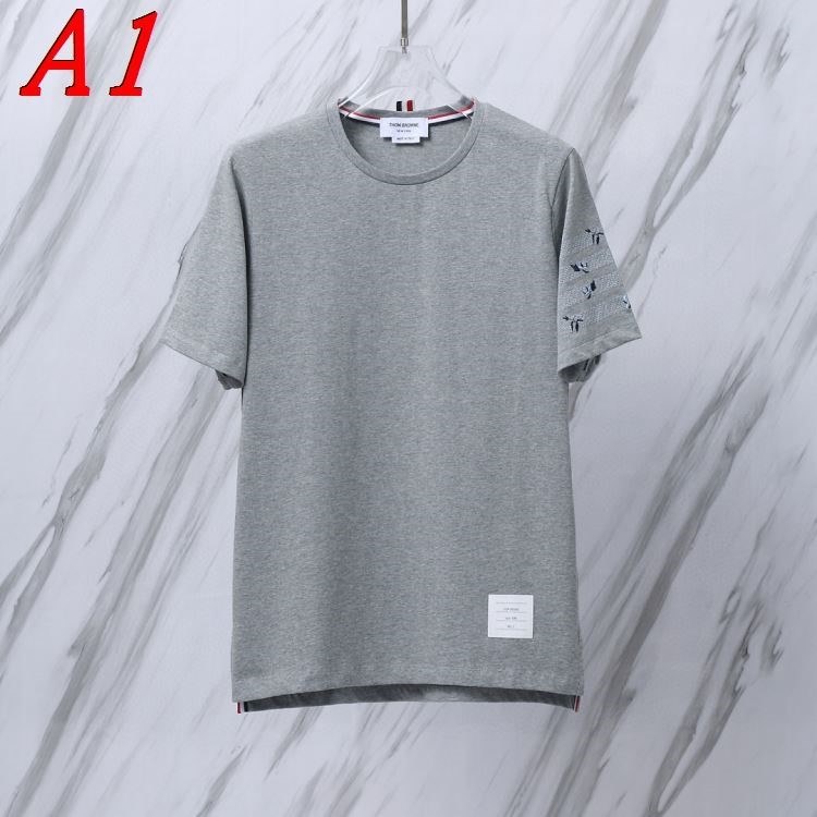 2025新作 THOM BROWNEトムブラウン ラウンドネック 半袖Tシャツ   ミステリアス