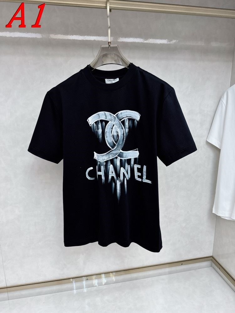 CHANELシャネル 2025新作   ラウンドネック 半袖Tシャツ   アメカジ