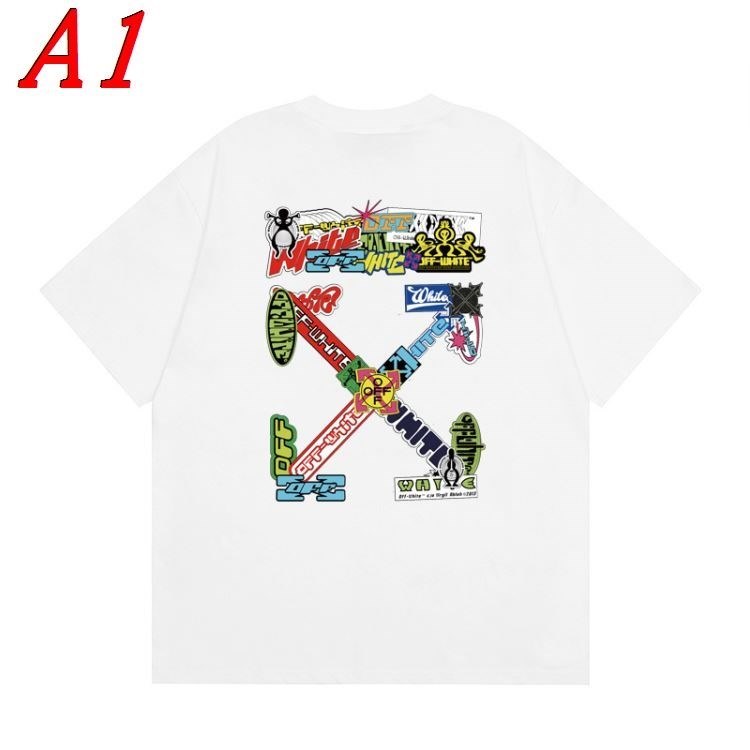 OFF-WHITEオフホワイト 2025新作 ラウンドネック 半袖Tシャツ エスニックモダン