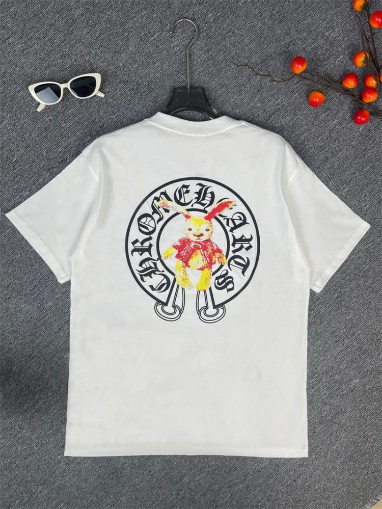 CHROME HEARTSクロムハーツ 2025新作   ラウンドネック 半袖Tシャツ   ナチュラル