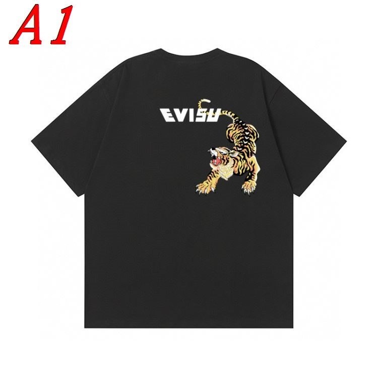EVISUエヴィス 2025新作 ラウンドネック 半袖Tシャツ スポーティ