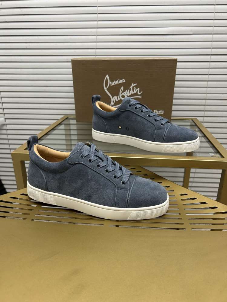 2026入荷【Christian Louboutin】スニーカー スエード ポインテクdecor ブルー×ブラウン×ホワイト ストリート