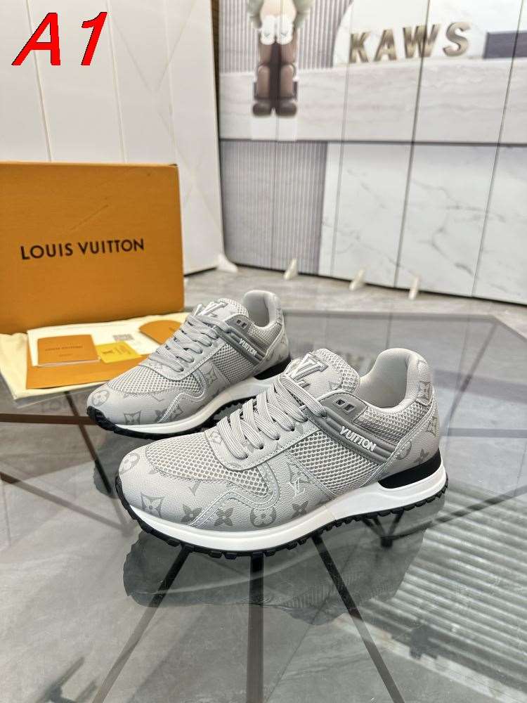 2026新作発表【Louis Vuitton】スニーカー メッシュ×レザー モノグラム ロゴ グレー ストリート