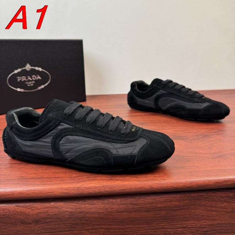 2026入荷しました【Prada】スニーカー スエード×织物 レトロデザイン Black カジュアル