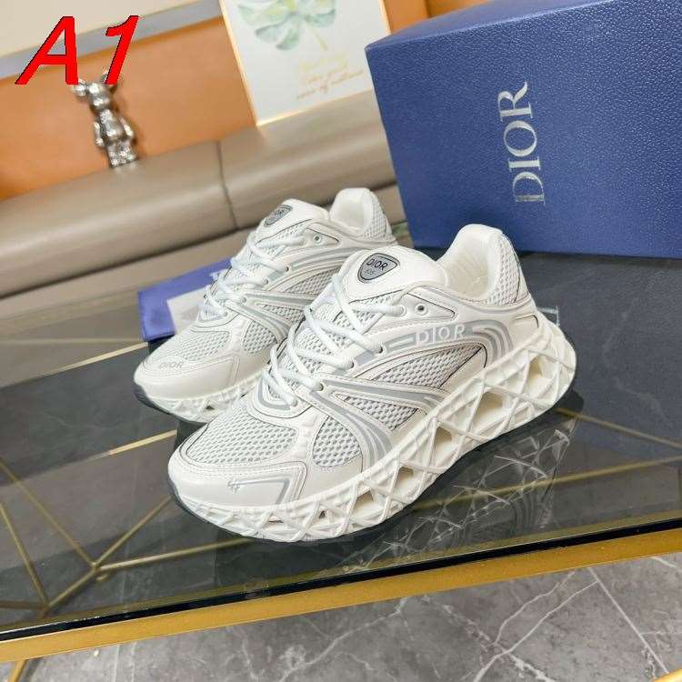 2026新作発表【Dior】チャンキースニーカー メッシュ×银灰装飾 银装飾×镂空底 ホワイト×グレー カジュアル