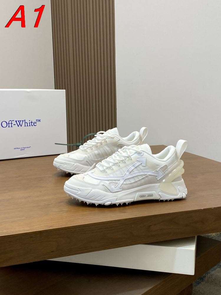 【Off-White】ダッドスニーカー メッシュ×スエード 矢印パターン ODSY-2000标识 ホワイト ストリート