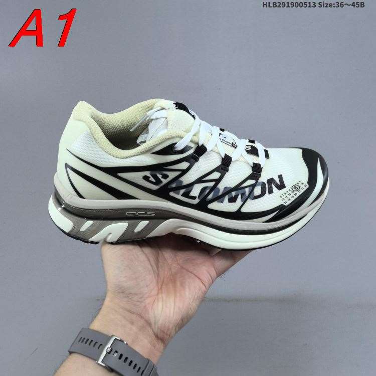2026発売【Salomon】スニーカーメッシュ×レザー ACS构造 Salomon Logo アイボリー×ブラック アウトドア