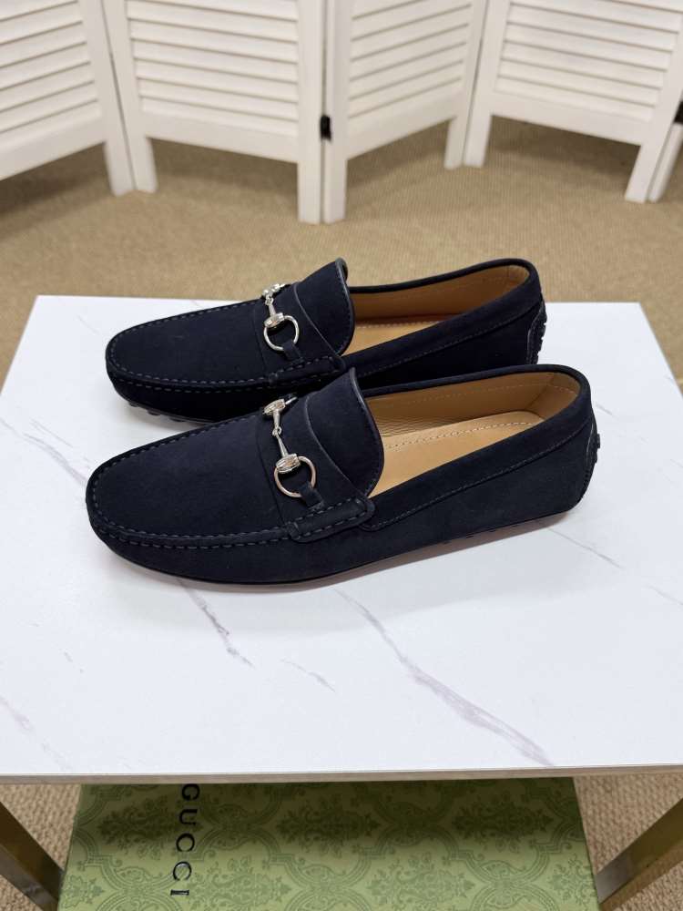 2026発売中！【Hermès】ローファー レザー 荔枝紋 × ネイビー 简约 ビジネス HE-