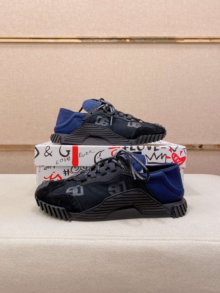 2026入荷しました【Dolce & Gabbana】スニーカー スエード×织物 DG柄 ブラック×ネイビー カジュアル