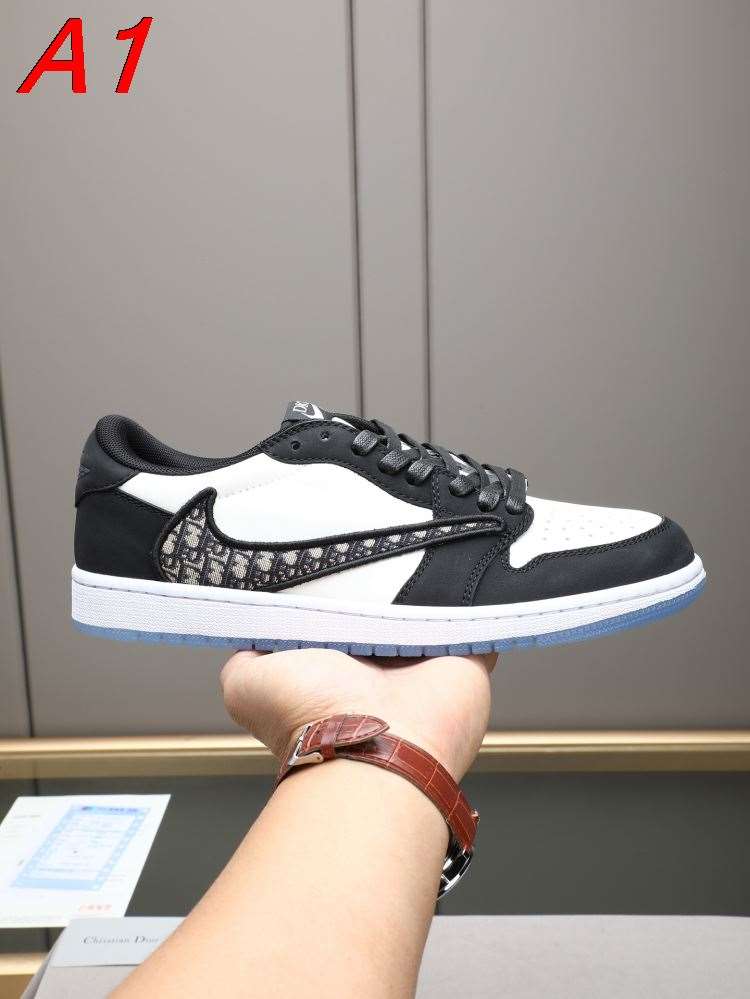 2026新作【Dior】スニーカー レザー NIKE×DIOR柄 冰蓝底 ホワイト×グレー カジュアル