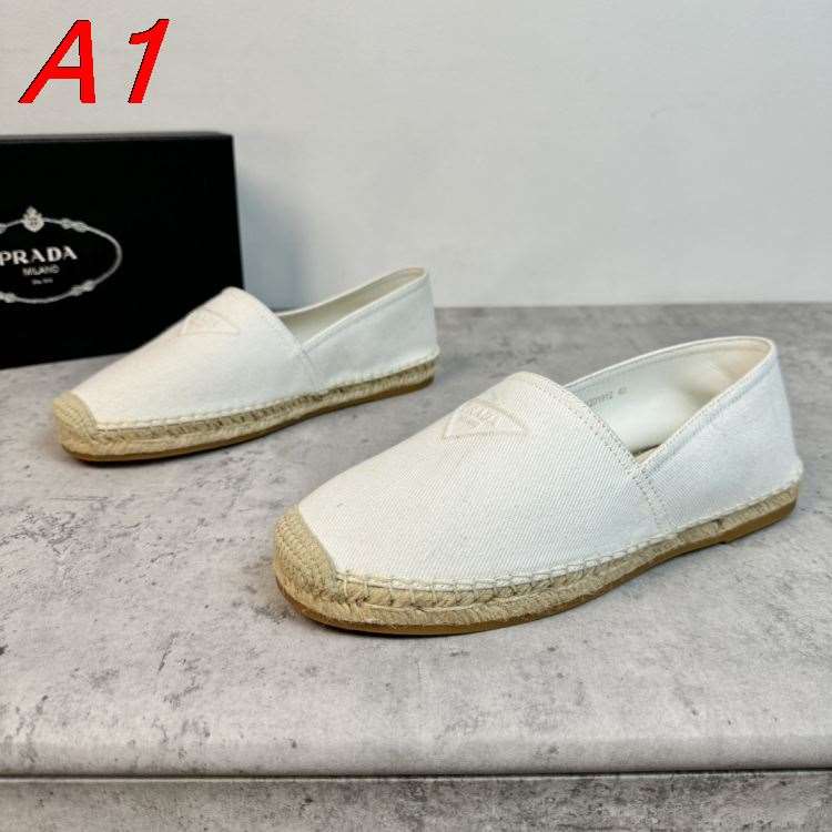 2026入荷しました【Prada】エスパドリーユ キャンバス ラフィア鞋头 White リゾート