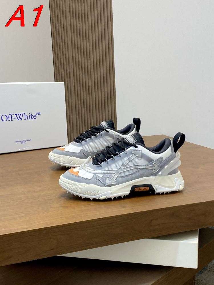 2026新作登場！【Off-White】ダッドスニーカー スエード×メッシュ アロー标志 グレー×オレンジ ストリート