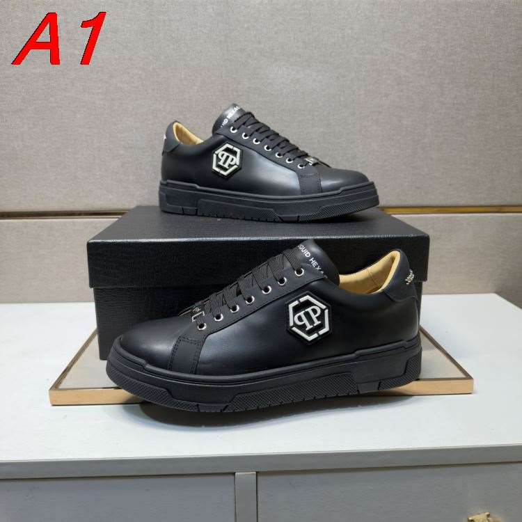 2026入荷【Philipp Plein】スニーカー レザー PP标识 Black ビジネス