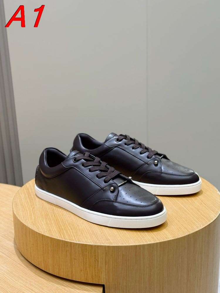 2026発売【Christian Louboutin】スニーカー レザー 釘装飾 ブラウン×ホワイト デイリー