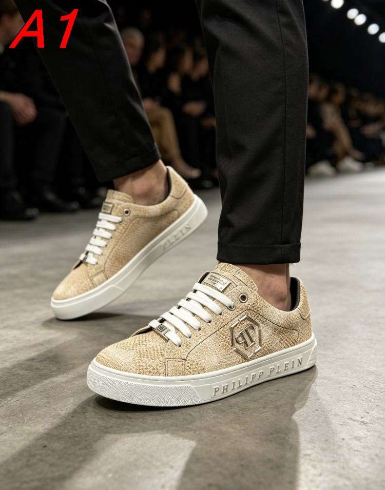 2026発売【Philipp Plein】スニーカー スエード 蛇纹パターン カーキ ストリート