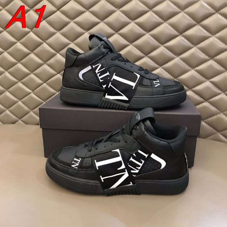 2026新作発表【Valentino】チャンキースニーカー レザー VLTNロゴ ハイカット ブラック×ホワイト ストリート