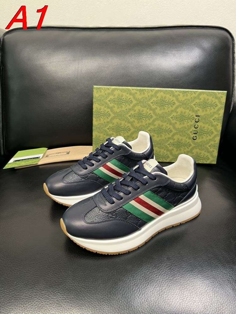 2026発売中！【Gucci】チャンキースニーカー レザー GGモノグラム ウェブストライプ ブラック ストリート