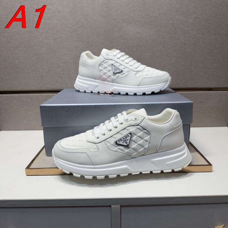 2026入荷【Prada】チャンキースニーカー レザー キルティング 倒三角标识  White カジュアル