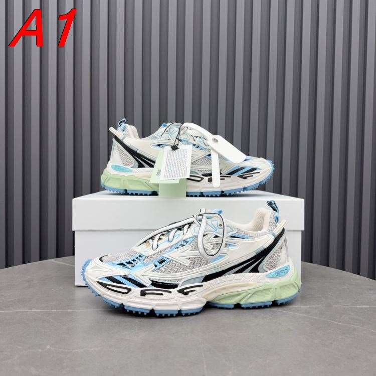 2026新作【Off-White】ダッドスニーカー メッシュ ミントグリーンソール ベージュ×ブルー ストリート