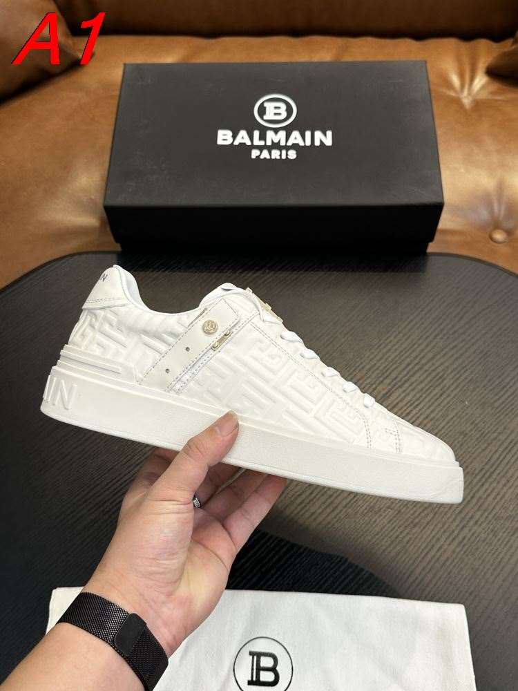 2026新作発表【Balmain】ローカットスニーカー レザー モノグラム WHITE パーティー