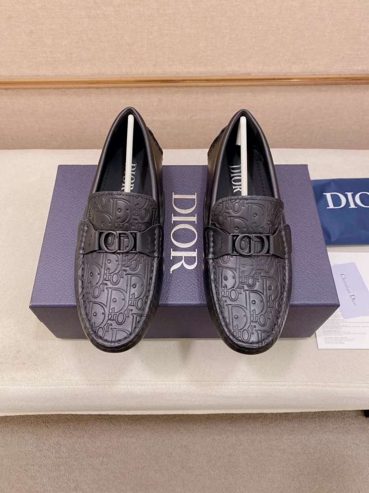 2026新作【Dior】ローファー レザー(压纹) CD-logo ブラック ビジネス
