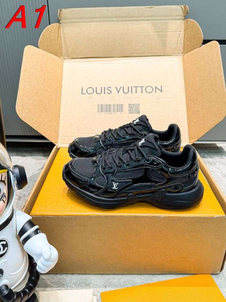 【Louis Vuitton】チャンキースニーカー レザー×キャンバス ロゴ ブラック ストリート