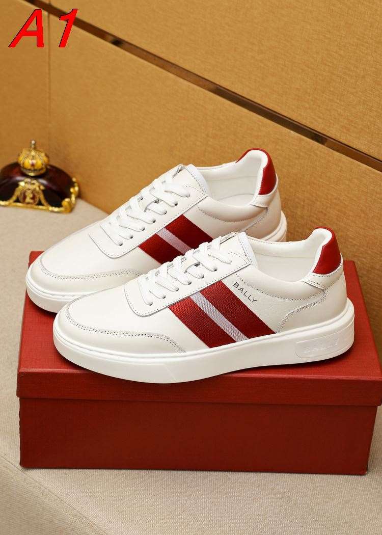 2026入荷【Burberry】ローカットスニーカー レザー ストライプ ホワイト×レッド カジュアル