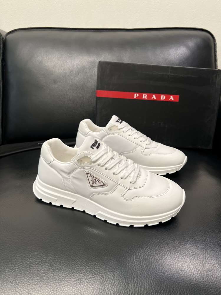 【Prada】スニーカー レザー ステッチ装饰 White カジュアル