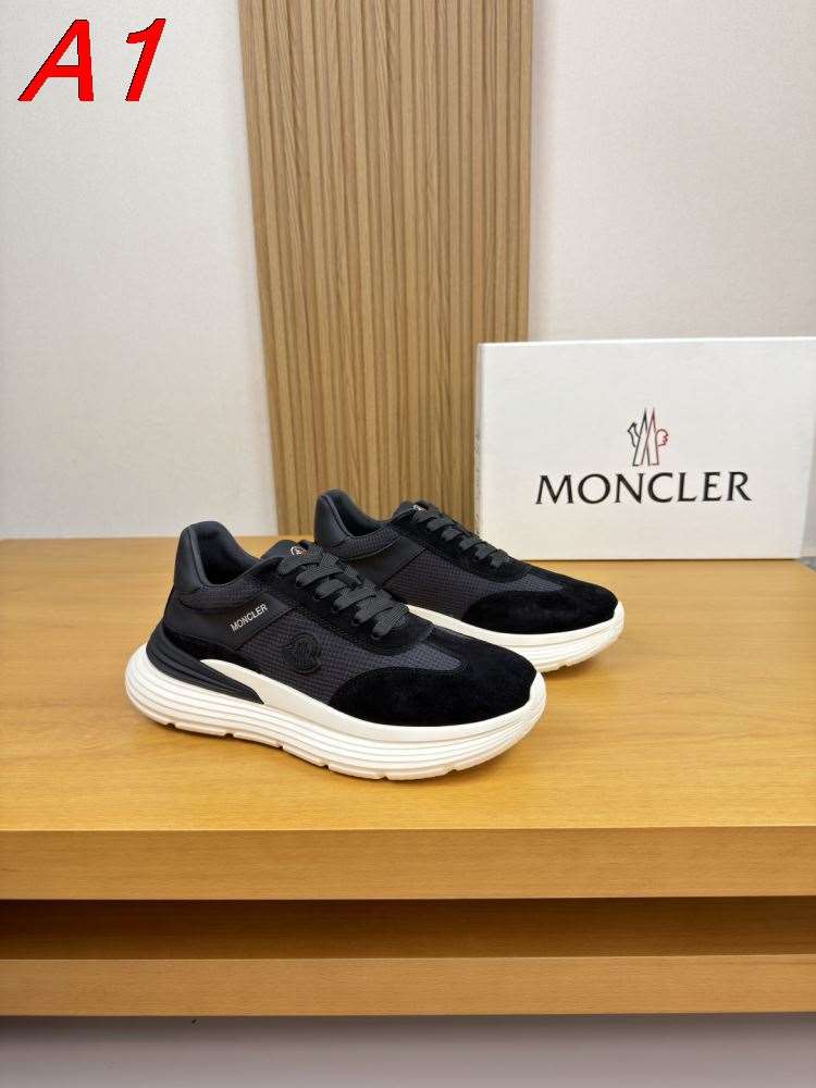 2026発売中!【Moncler】スニーカーメッシュ×スエード トリコロール 山峰ロゴ :black ストリート