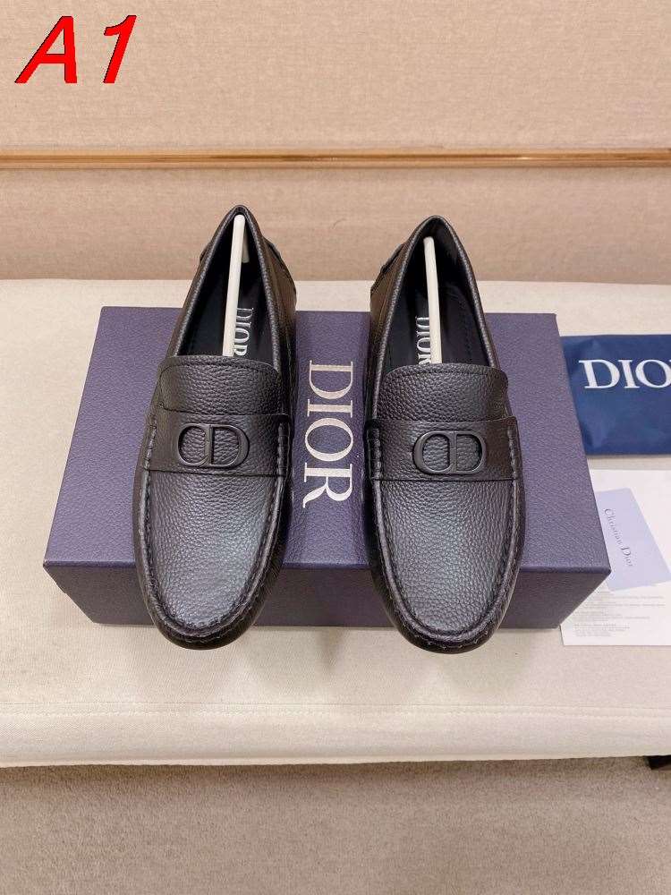 2026新作【Dior】ローファー レザー 双D-logo  블랙 ビジネス