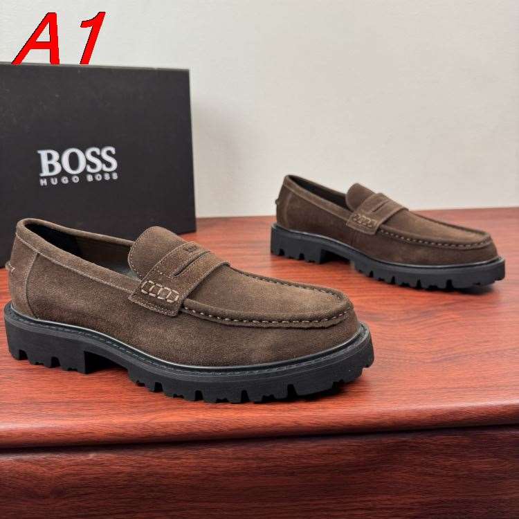 2026発売【BOSS】ローファー スエード 便士,乐福 ブラウン ビジネス