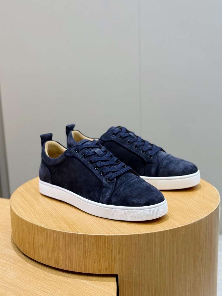 2026入荷しました【Christian Louboutin】スニーカー スエード 织带提环 ネイビー×白 ストリート