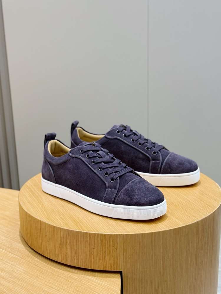2026発売【Christian Louboutin】スニーカー スエード シンプル 紫×白 ストリート