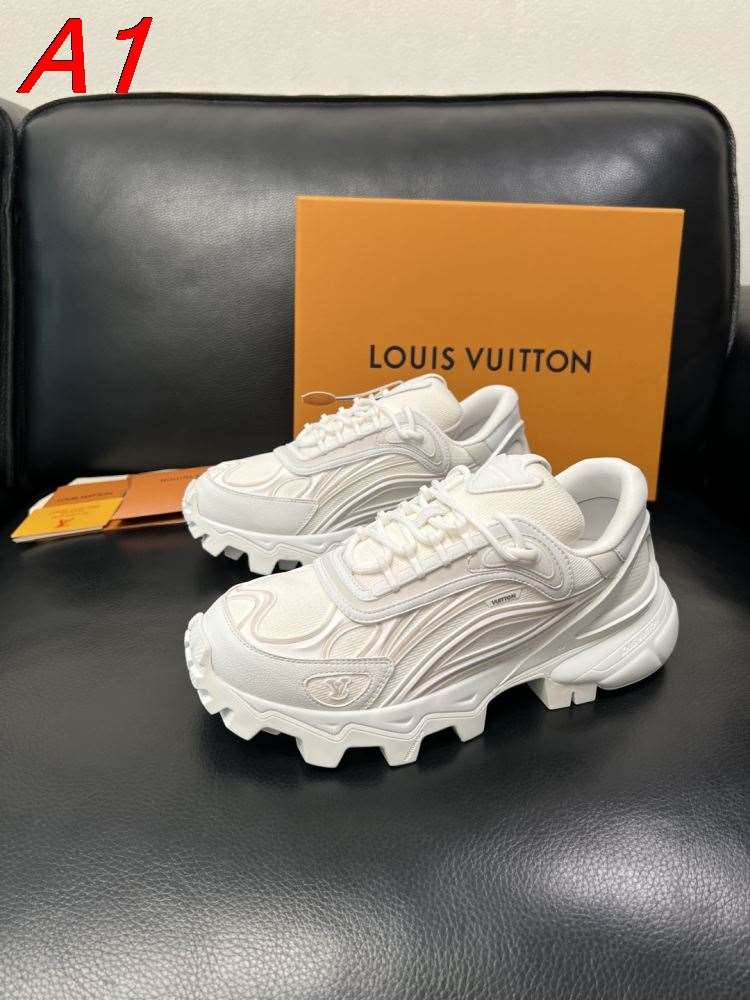 【Louis Vuitton】チャンキースニーカーレザー×メッシュ モノグラム徽章 :white ストリート
