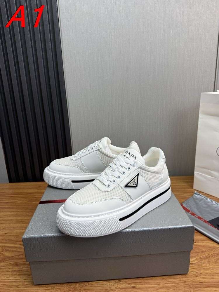 【Prada】チャンキースニーカー メッシュ×レザー 倒三角标识  White カジュアル