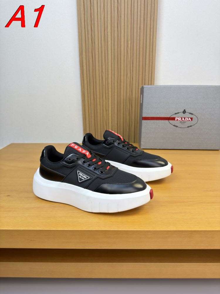 2026入荷【Prada】チャンキースニーカー メッシュ 赤PRADA饰带 Black ストリート