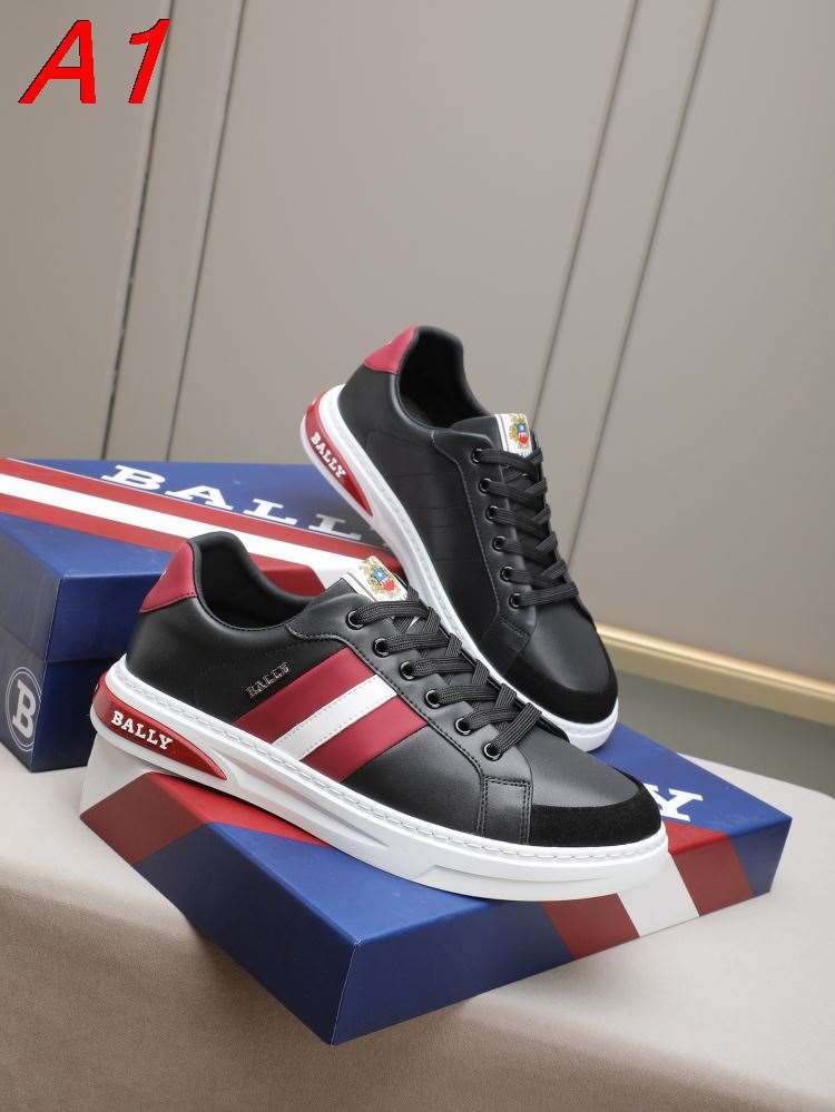 【Burberry】ローカットスニーカー レザー 型押し ストライプ BLACK×RED×チェック パーティー