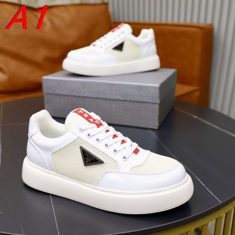 2026新作登場！【Prada】チャンキースニーカー メッシュ 赤PRADA饰带  White カジュアル