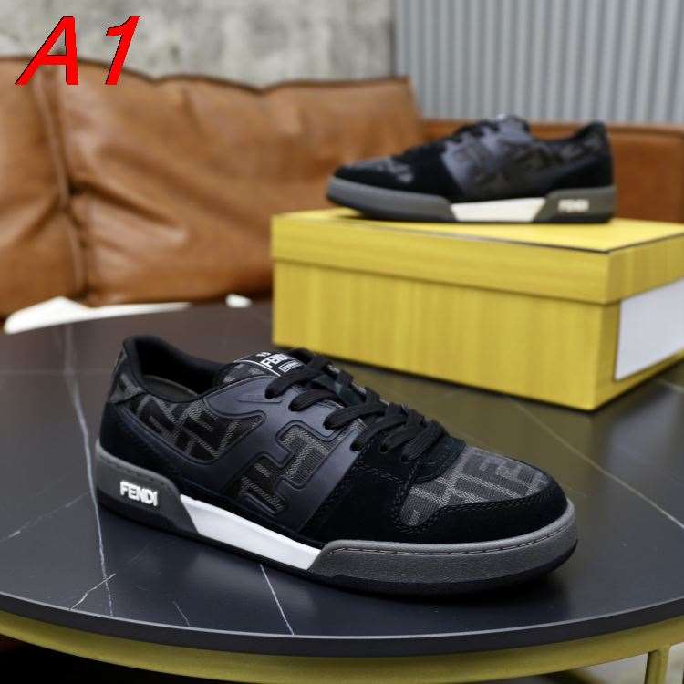 2026新作登場!【Fendi】スニーカー FF柄×レザー 白底 ブラック×グレー カジュアル