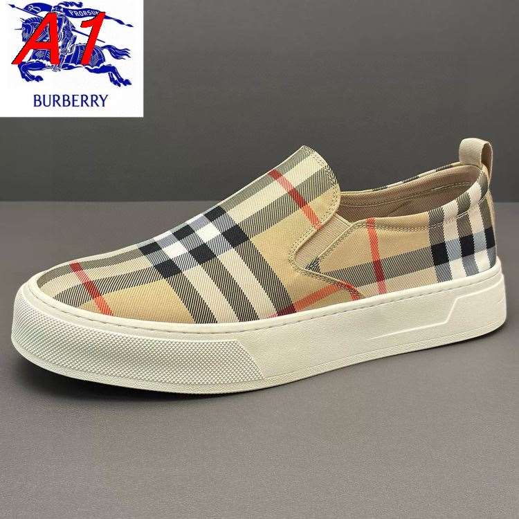 2026入荷【Burberry】スニーカー キャンバス クラシック格子柄 ×黒×赤 カジュアル