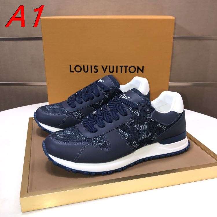 【Louis Vuitton】スニーカー デニム×レザー モノグラム ネイビー×ホワイト ストリート
