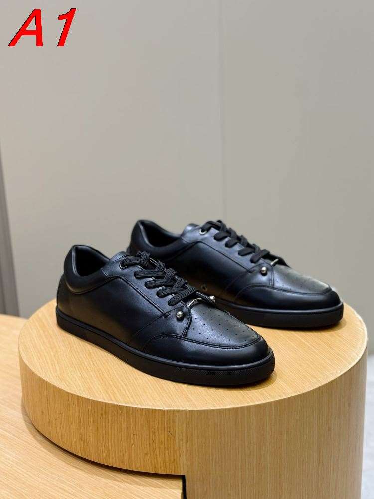 2026新作発表【Christian Louboutin】スニーカー レザー 五金装飾 厚底 ブラック×シルバー ビジネス