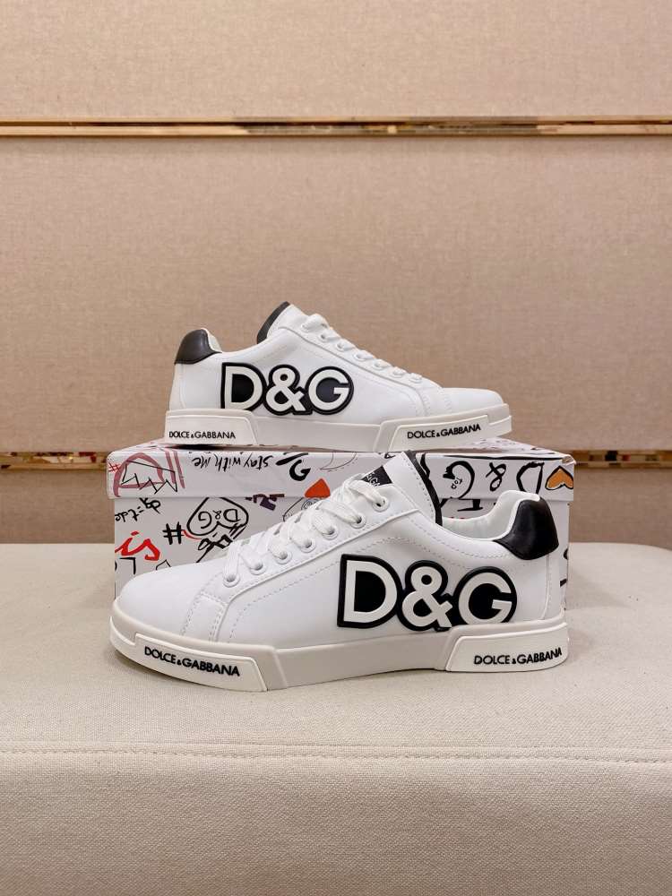 【Dolce & Gabbana】スニーカー レザー D&G柄 ホワイト×ブラック カジュアル