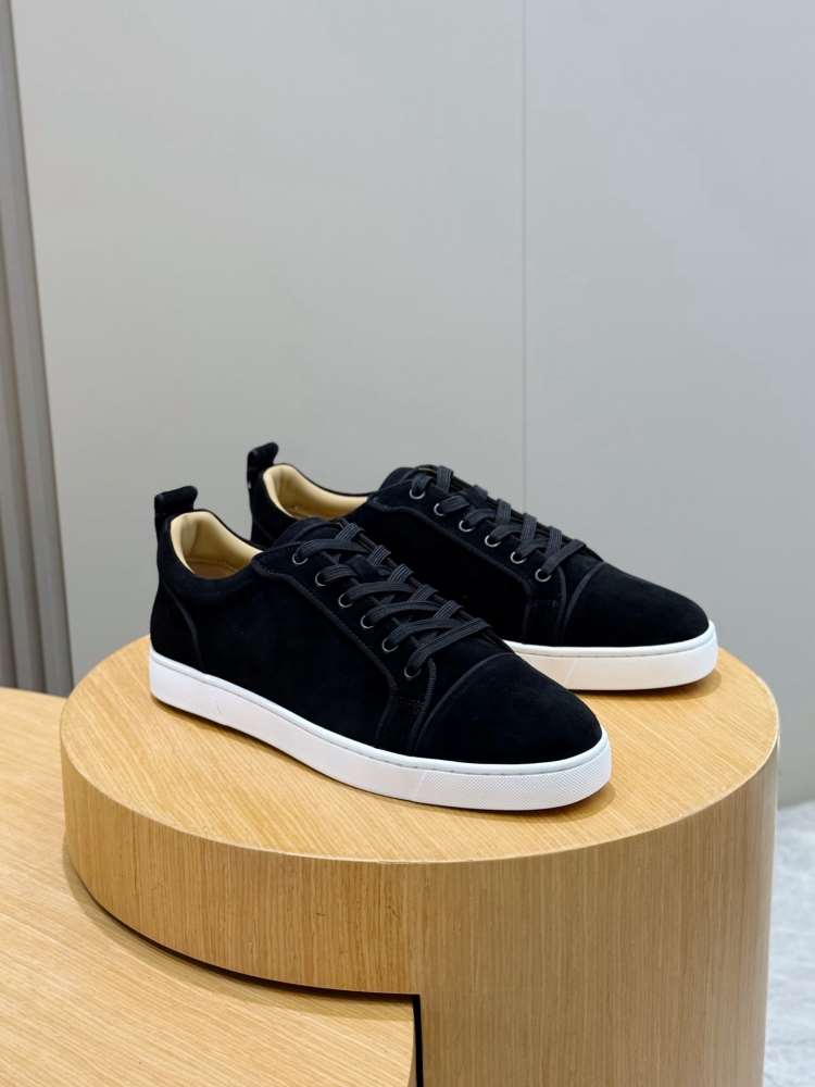 2026新作【Christian Louboutin】スニーカー スエード シンプル 厚底 ブラック×ホワイト ストリート