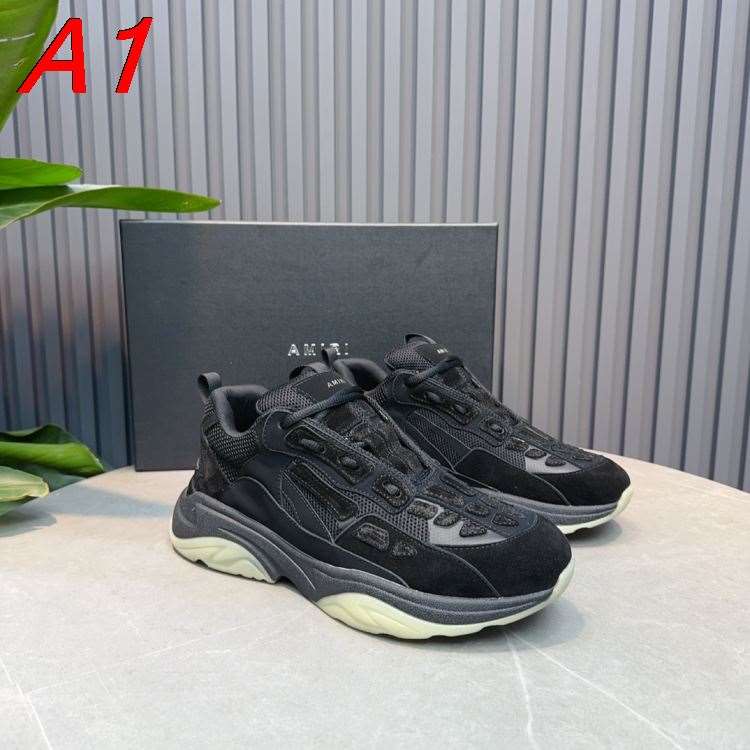 2026新作【AMI Paris】チャンキースニーカー スエード×メッシュ ワントーン ブラック×グレー ストリート