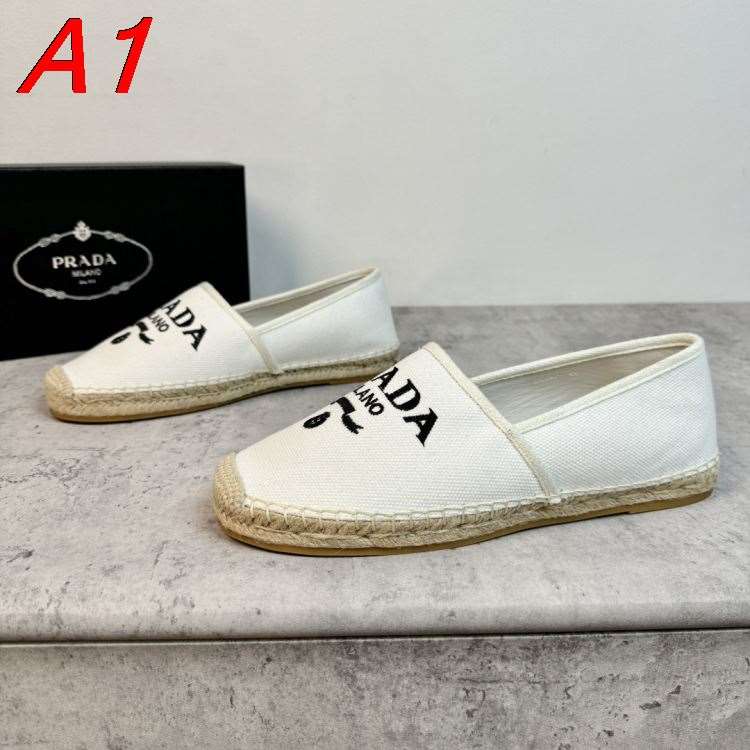 2026発売【Prada】エスパドリーユ キャンバス 编织パターン White リゾート