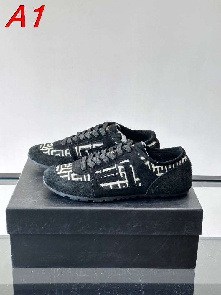 2026新作【Bally】ローカットスニーカー スエード 几何图案 BLACK×WHITE カジュアル